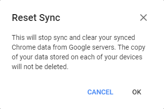 Reset data from Chrome sync